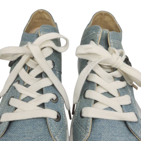 Denim Sneakers Womens 8 Light Wash Platform Zipper Hipster Lace Up Low Tops - Picture 6 of 14